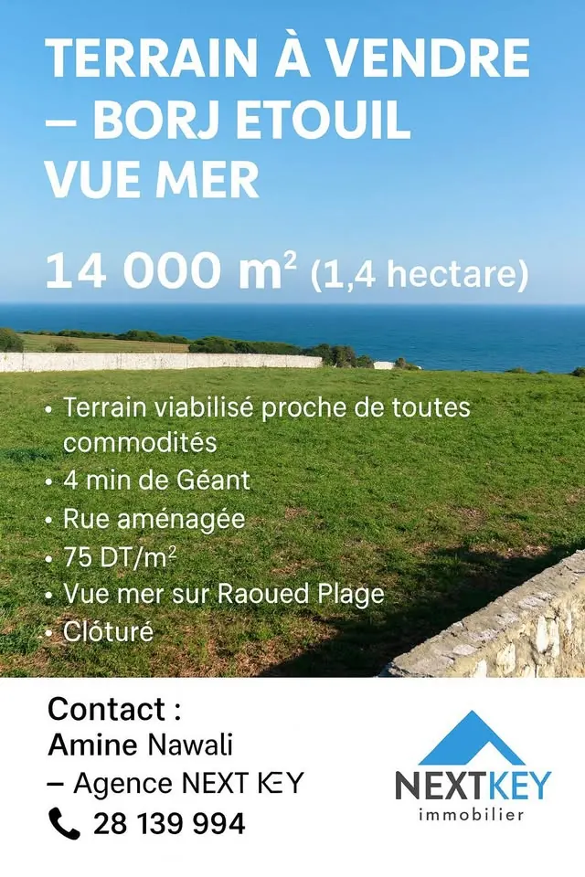 A VENDRE - TERRAIN - 14 000 m2 - Borj TOUIL